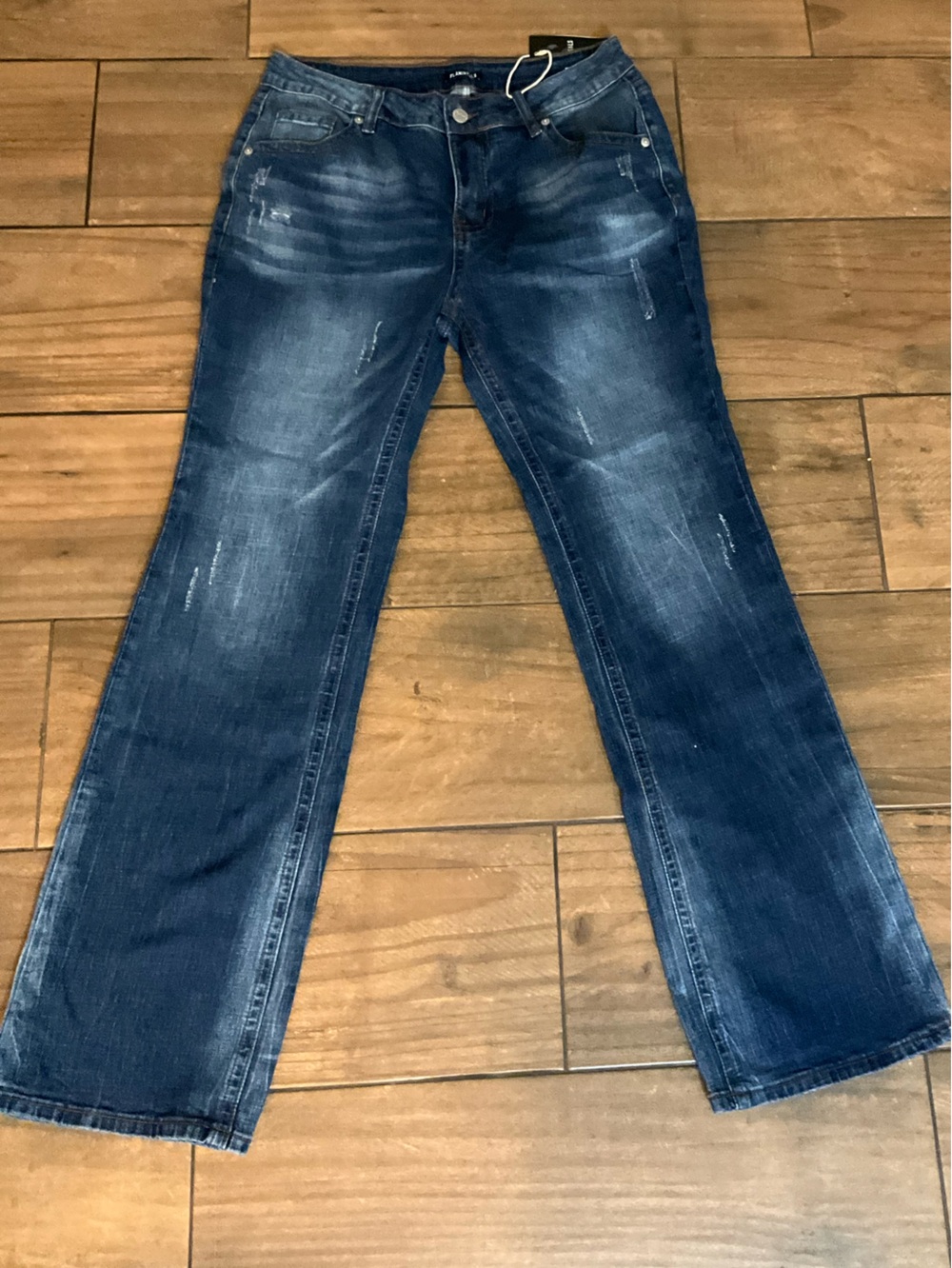 Flamingals Women Straight Distressed Dark Blue Jeans Size L